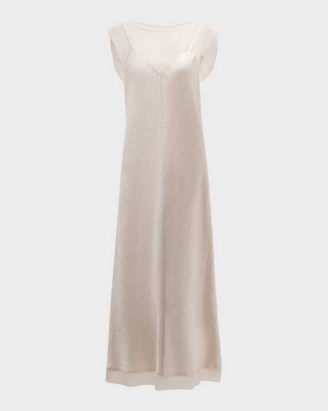 Chiffon Layered Midi Slip Dress
